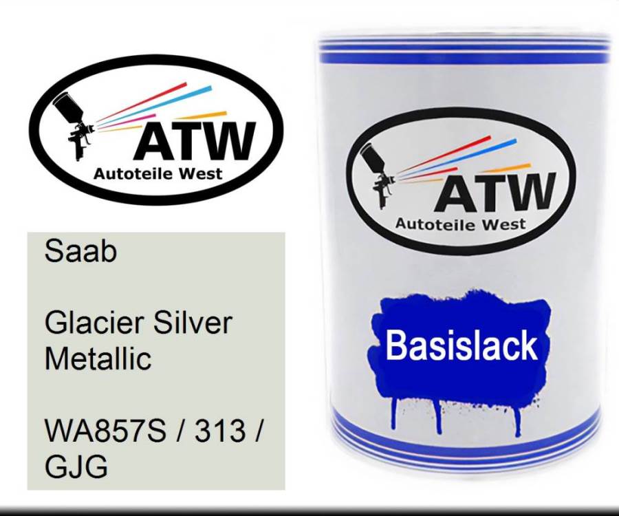 Saab, Glacier Silver Metallic, WA857S / 313 / GJG: 500ml Lackdose, von ATW Autoteile West.
